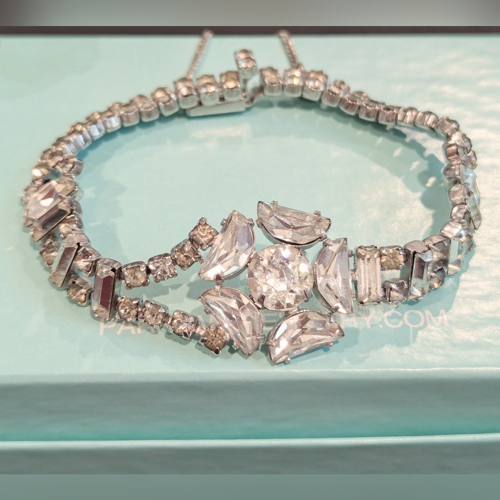Vintage 1950's Rhinestone Statement Bracelet By Kramer Signed